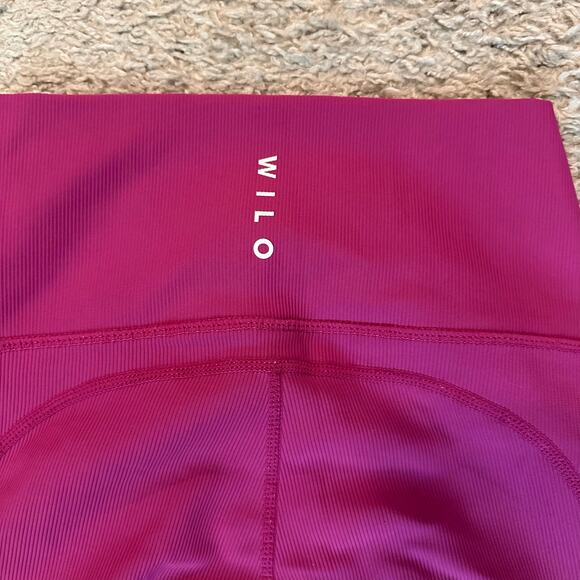 Wilo The Label Womens Leggings Size XS Fuchsia Ruched Leg Ribbed High Waist - Picture 6 of 7